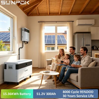 SUNPOK Grade a LiFePO4 Lithium Battery 51.2V 300Ah Home Energy Storage System 15kWh Battery