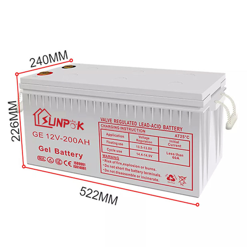 Baterías de plomo 12v 200ah 250ah del ciclo de Sunpok 12V del gel de la batería de la durabilidad del gel profundo solar profundo del ciclo