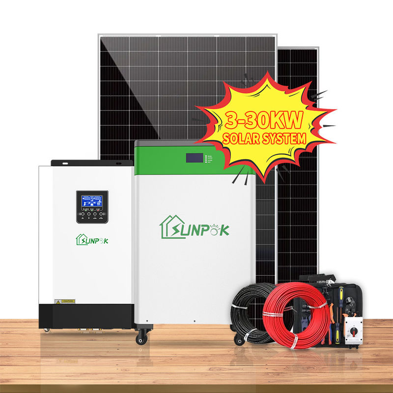 Sistema solar del panel del sistema casero 10kw 20kw 30kw picovoltio de la ión de litio del híbrido de la energía solar de la rejilla