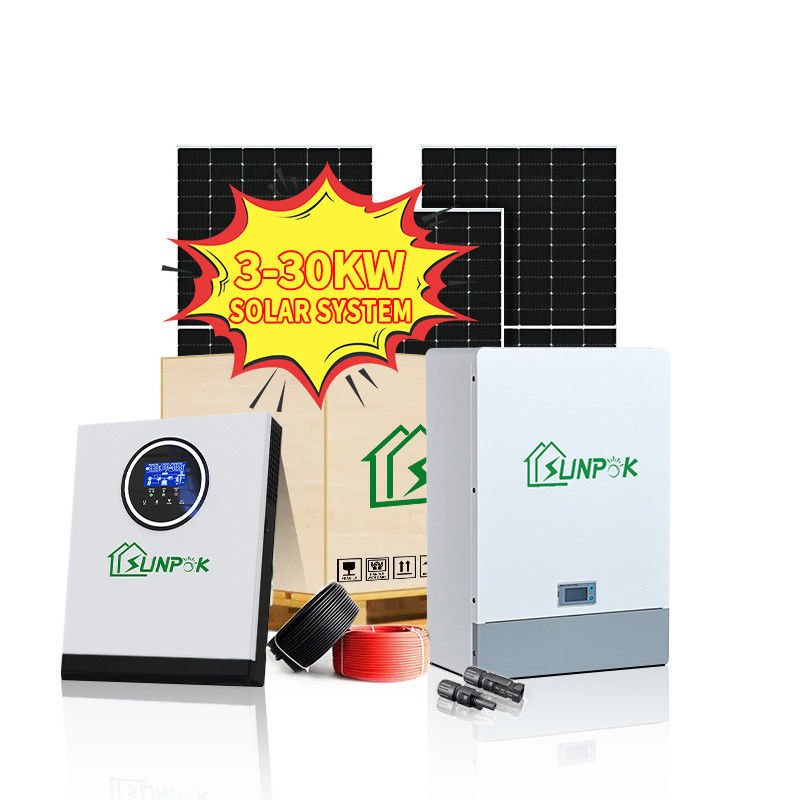 Sunpok completo del inversor de corriente solar híbrido de la rejilla de los equipos 5kwh 10kwh 15kwh 20kwh 25kwh 30kwh de la energía solar de la rejilla