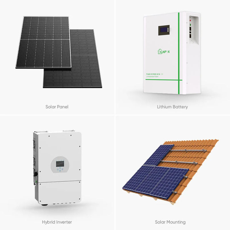 Sistema casero solar de Sunpok 3kw 5kw 10kw sistema eléctrico solar de 10 kilovatios para las casas prefabricadas