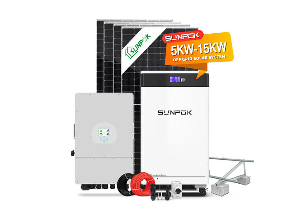 Sistemas de energía solar híbrida de carretera 5kw con inversor híbrido fuera de la red Sistema solar de batería de litio de 30kw