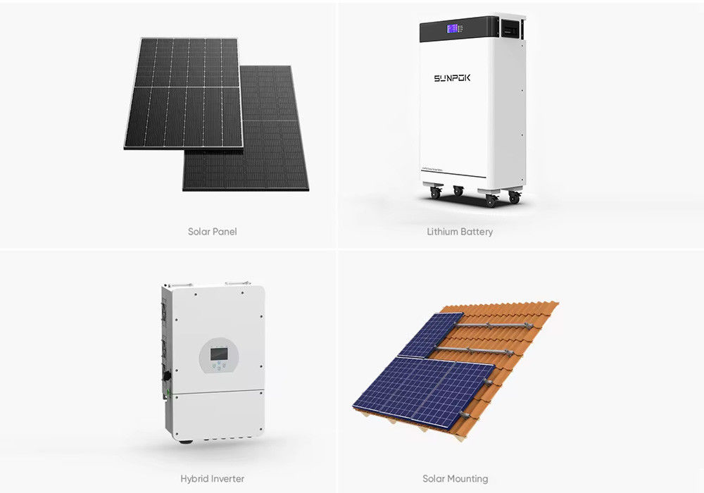 Sistema solar de energía híbrida 3kw 3kva 3000w Batería de litio 48V 200ah Sistema solar