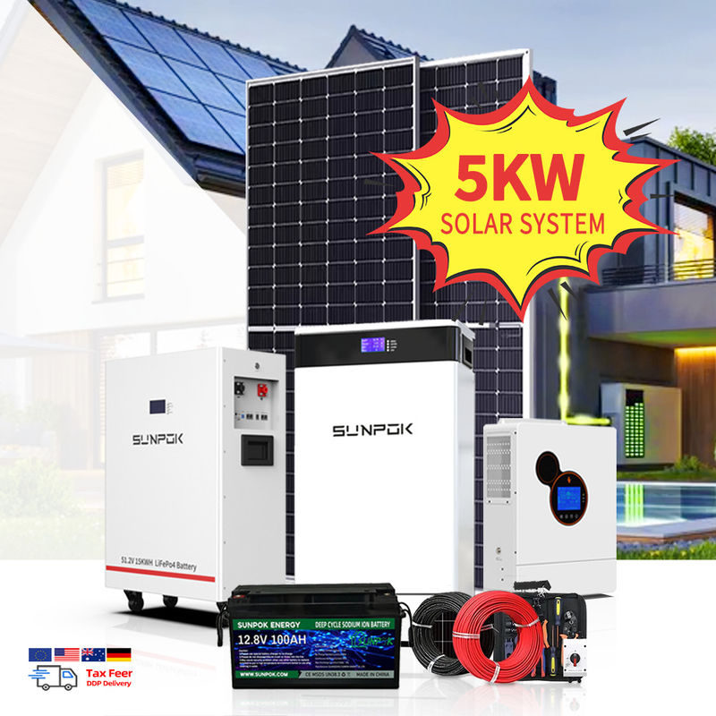 Sistema de energía solar de techo fuera de la red 10Kwh 15Kw 10Kw 5Kw Sistema híbrido fuera de la red completo Costo