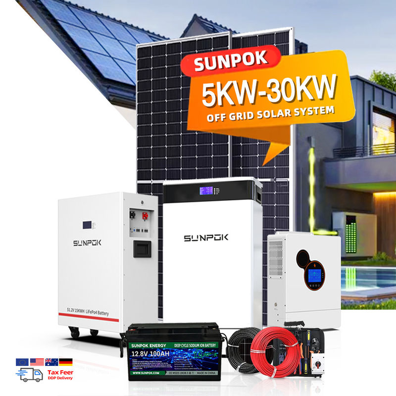 Sistema de energía solar de red y apagado 5kw 10kw Sistema de energía solar para el hogar Kit de paneles solares