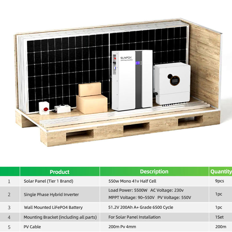 Sistema Solar de Almacenamiento Completo 3kw 5kw 10kw 20kw Sistema Solar Híbrido Fuera de la Red