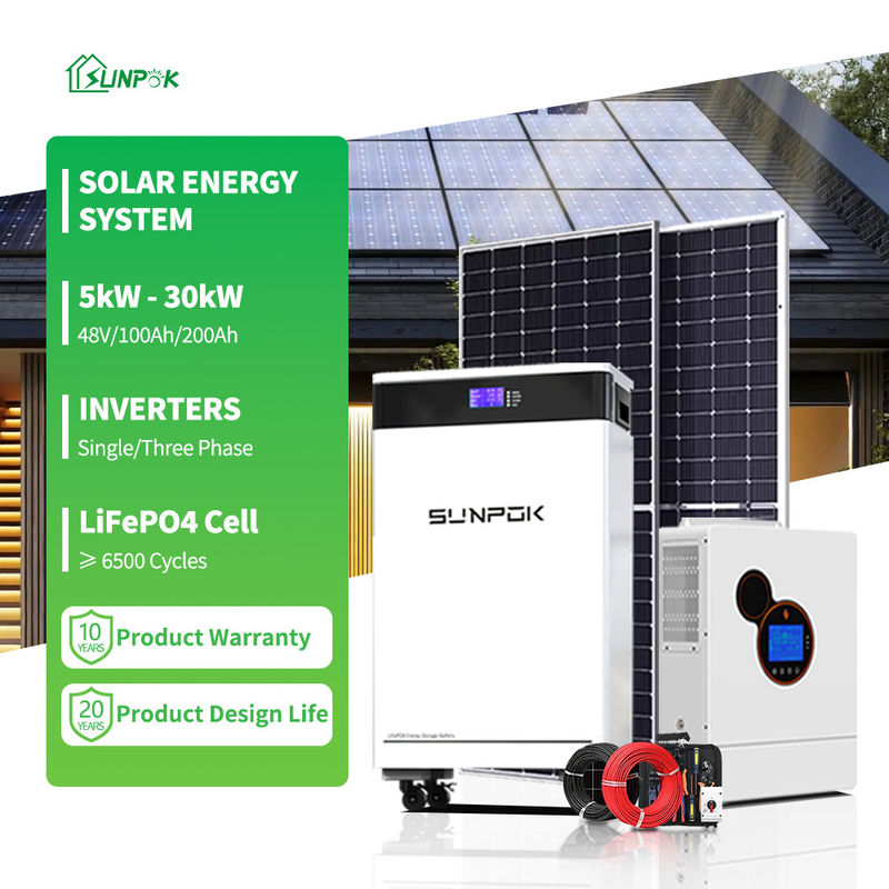 Sistema solar híbrido de energía para el hogar 5KW 8KW 10KW 12KW Panel de energía solar completo
