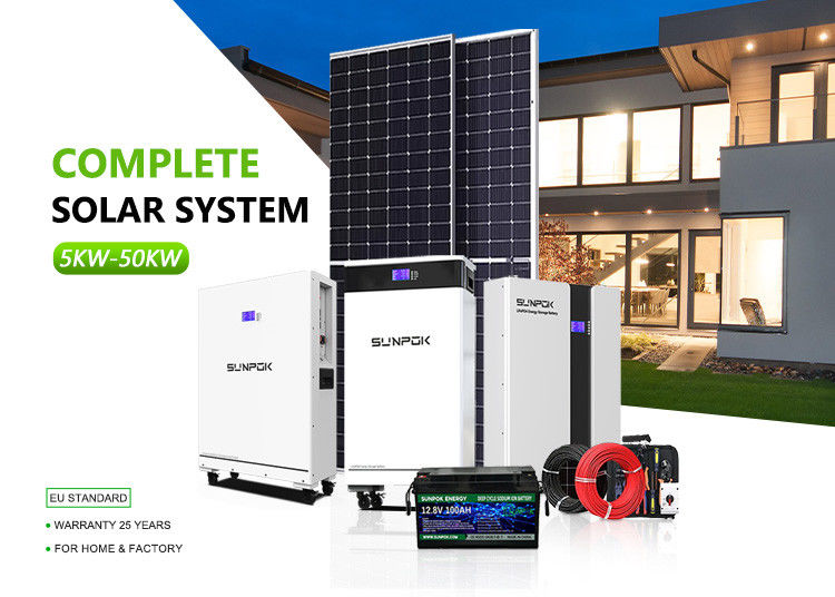 Inversores de energía solar híbridos Baterías de litio para sistemas 5kw 15kw 30kw Sistema doméstico fuera de la red