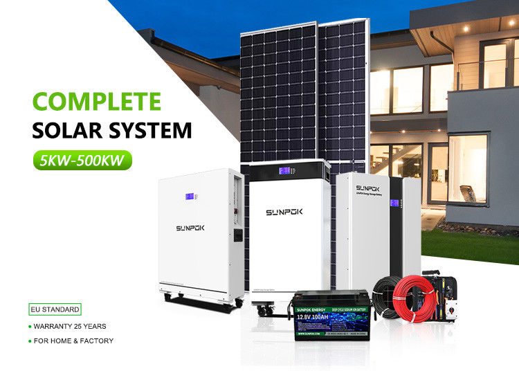 Sistema solar híbrido inversor 10kw 50kw 500kw Batería de iones de litio Montaje en el techo Uso doméstico