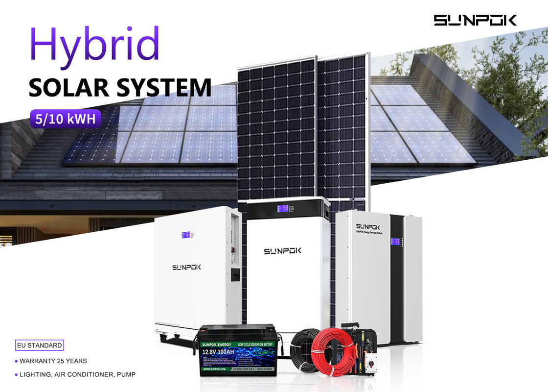 Sistema híbrido de almacenamiento de energía solar Baterías de litio 48v 200ah 15kwh 20kwh Montaje en el techo