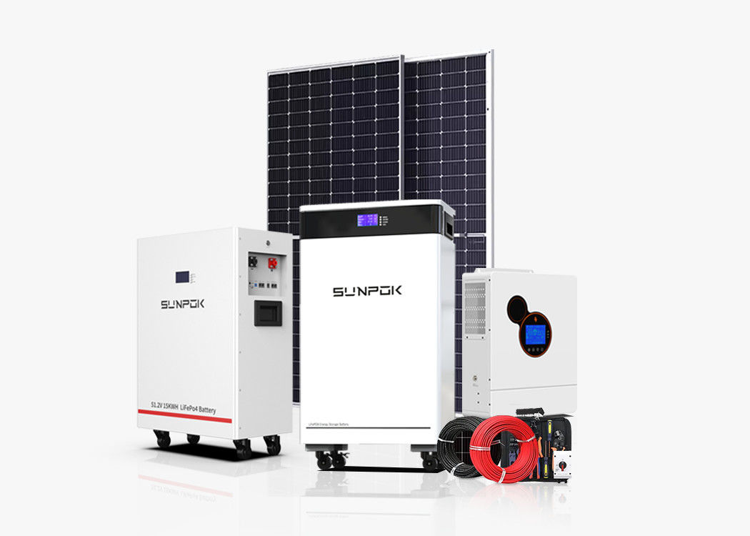 Sistema solar 30kw Completo 10kw 15kw Sistema invertido Batería de litio Energía solar industrial