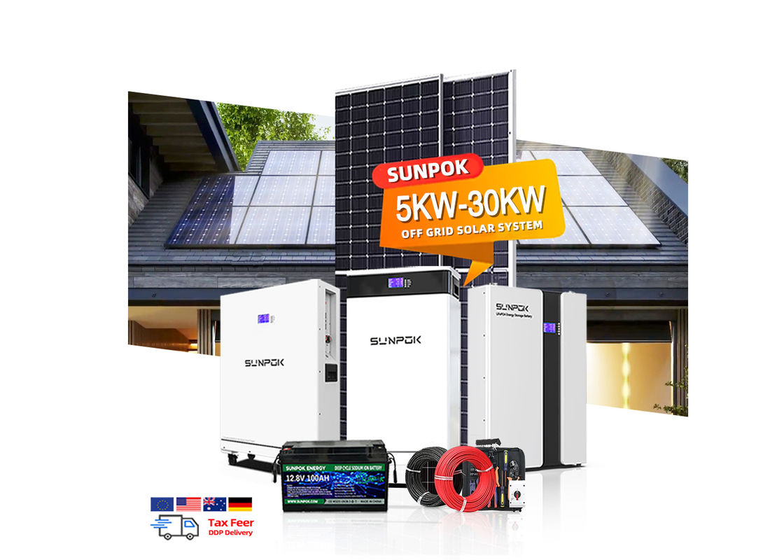 Sistema de energía solar fuera de la red 6000W 10Kw 15Kw 20Kw Sistema híbrido de energía solar trifásico
