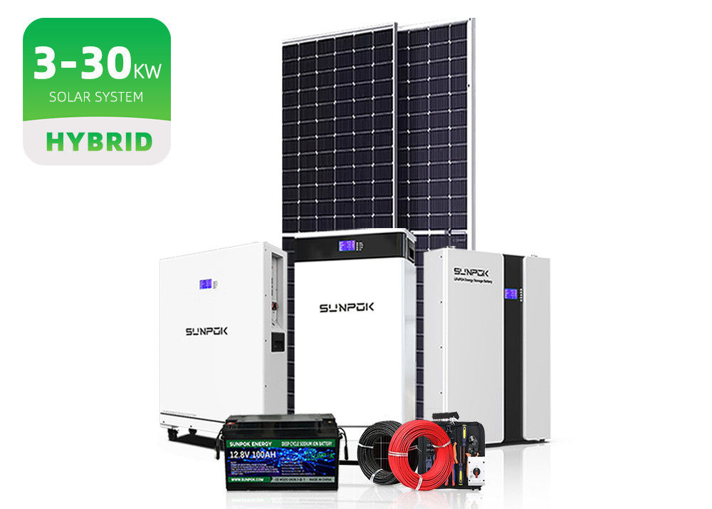 Sistema híbrido de almacenamiento de energía solar fuera de la red 5Kw 10Kw 20Kw 10Kva Sistema de energía solar fuera de la red con almacenamiento de energía conjunto completo