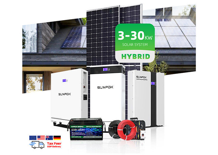 Sistema de energía solar híbrido fotovoltaica 10Kw 12Kw 15Kw Sistema de energía solar completo para uso doméstico con inversor