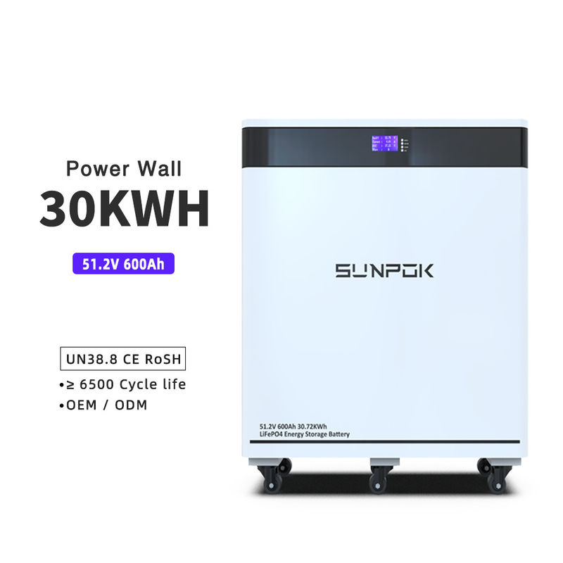 30KW Deep Cycles 600AH Moveable Floor Mounted LiFePO4 51.2V Lithium Ion Battery Pack Home Energy Storage