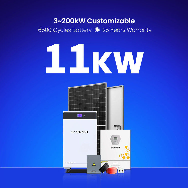 Sistema de energía solar para uso doméstico 3KW 6KW 11KW 22KW Híbrido de paneles solares fuera de la red Granjas de paneles solares LifePo4 Batería fuera de la red Kit de paneles solares
