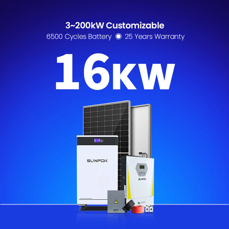 Sistema de energía de paneles solares 15Kva 16KW 18KW Sistema de energía solar fotovoltaica híbrida para el hogar
