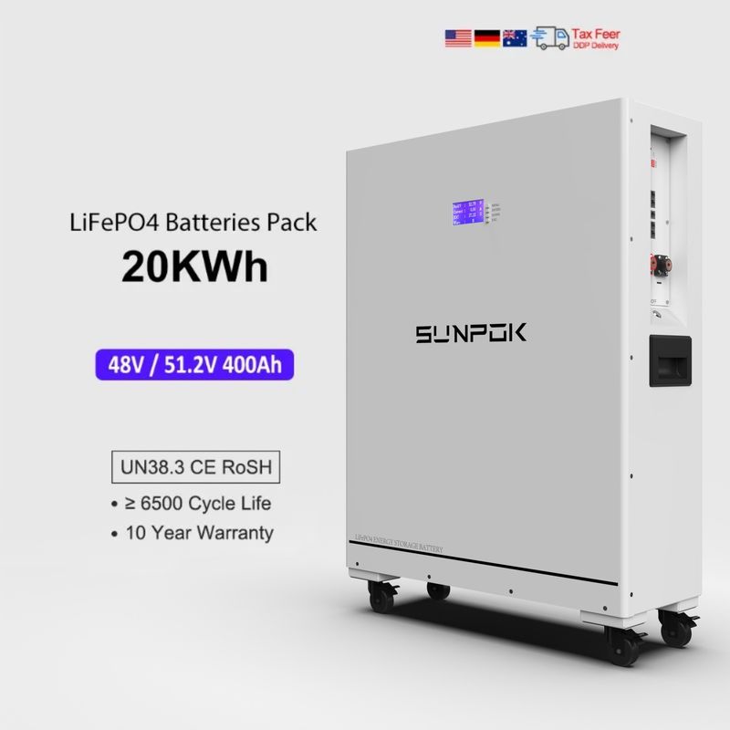 48V 51.2V Lifepo4 400Ah 20Kwh Ess Batería de iones de litio Pared de energía Sistema de almacenamiento de energía para el hogar