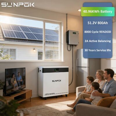 SUNPOK Moveable 8000Cycles 40KWh Akku 48V Home Solar Energy Storage Battery Pack LFP 51.2V 800Ah Lithium Battery Lifepo4