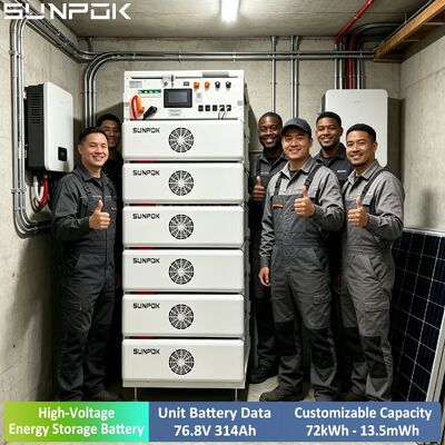 Sistema de Batería de Litio de Alto Voltaje SUNPOK 76.8V 314AH 100kWh 200kWh 500kWh LiFePO4 para Uso Comercial en Stock