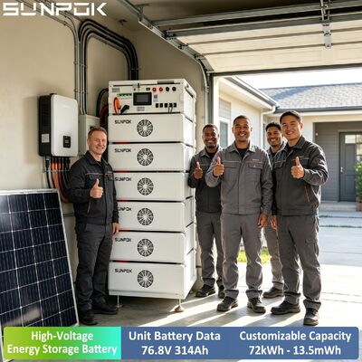 Fuentes de alimentación ininterrumpidas Sunpok 24.12kWh 314Ah 76.8V Alta tensión Solaire LFP LiFePO4 Banco de baterías para uso comercial