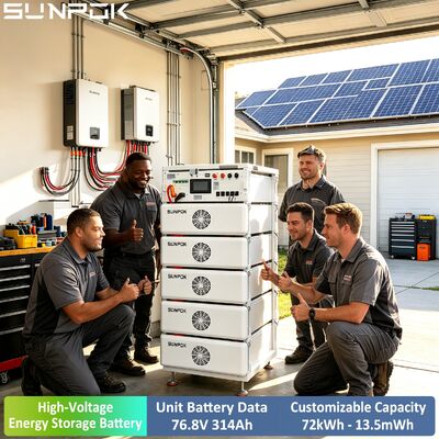 Sistema de Energía Fuera de Red SUNPOK 192kWh Banco de Baterías LiFePO4 102.4V 314Ah Inversor Híbrido 50kW 6 Config