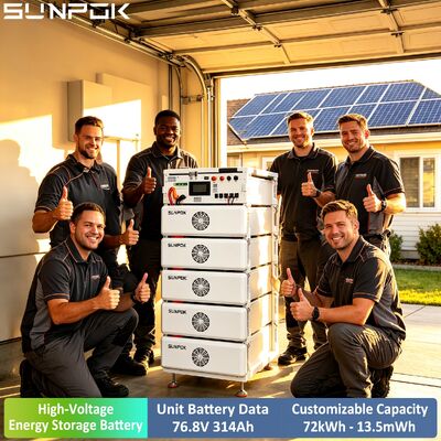 Sistema de Batería de Litio Comercial Sunpok Boost 76.8V 314AH Alto Voltaje 76.8V 314Ah 100kwh 200kwh 500kwh LiFePO4