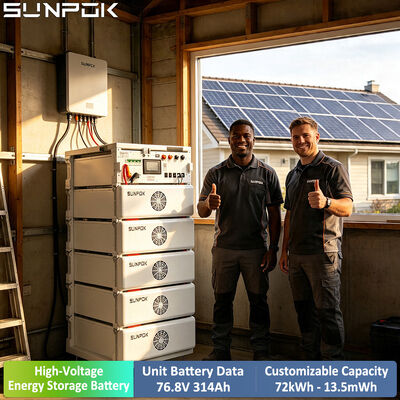 Paquetes de Baterías de Alto Voltaje HV SUNPOK para Sistema de Almacenamiento de Energía Solar Paquete de Batería de Iones de Litio de 76.8V 314Ah