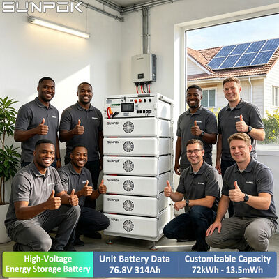 SUNPOK Lithium Ion Batteries Pack with Boxes Racks ESS Cabinet 76.8V 314Ah LiFePO4 8000 Cycles Solar Energy Storage System