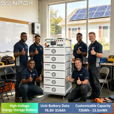 SUNPOK Lifepo4 Batería de 76.8V 314Ah Iones de litio Almacenamiento de energía para el hogar Ess Batería gabinete Sistema de almacenamiento de energía